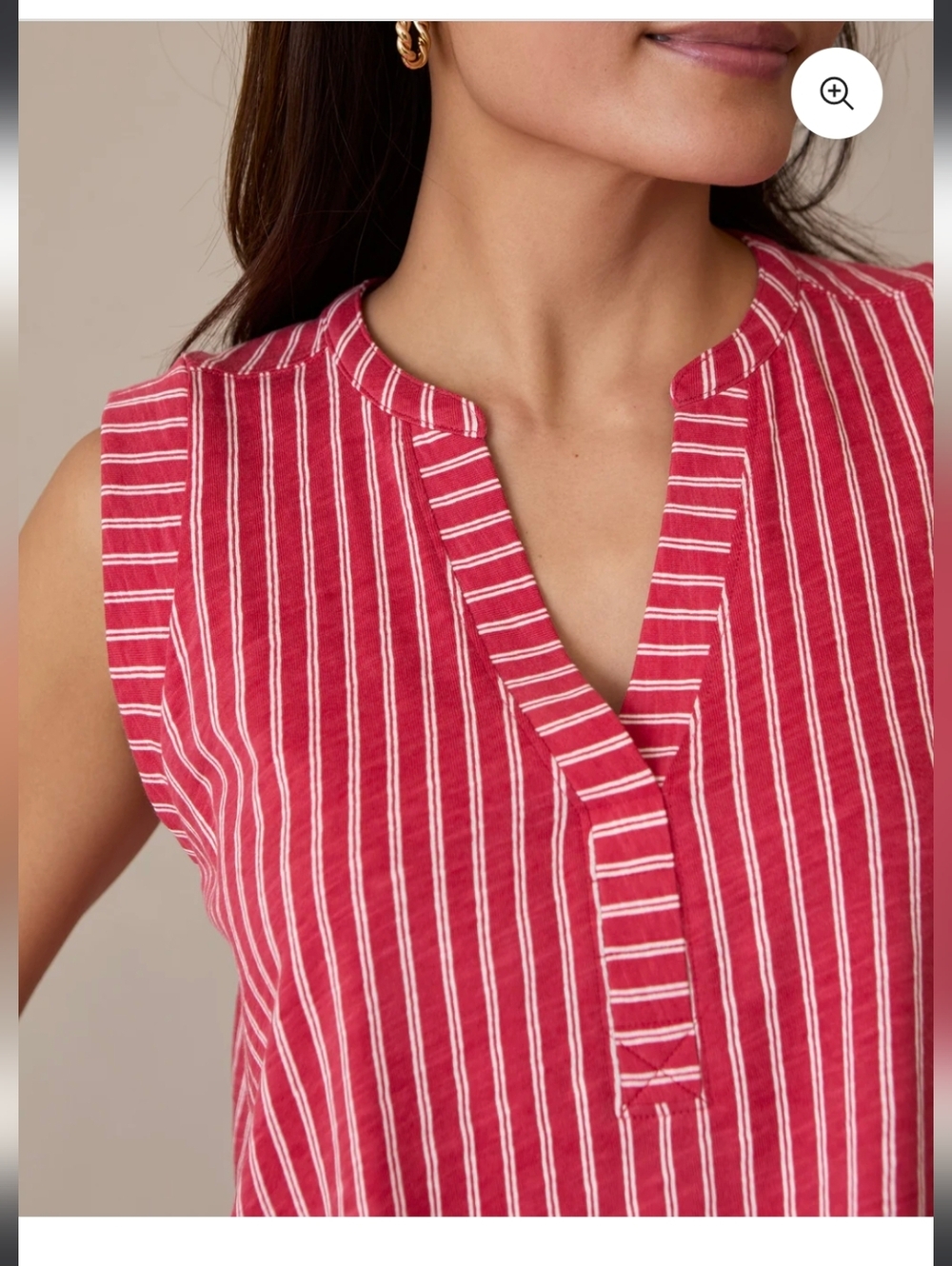 Grey State Lou Slub Sally Top. Womans Size Small. Red & White Stripe.  Like New.